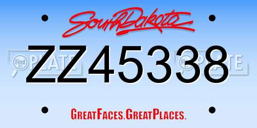 ZZ45338 South Dakota License Plate