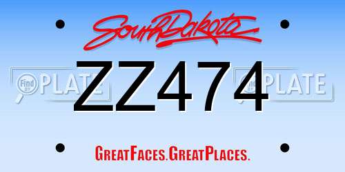 ZZ474 South Dakota License Plate