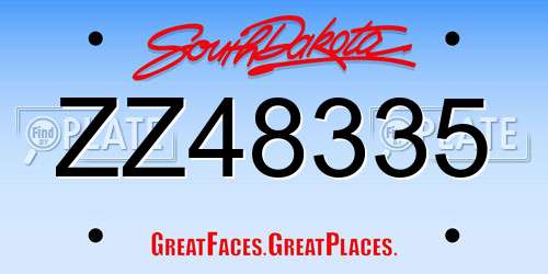 ZZ48335 South Dakota License Plate