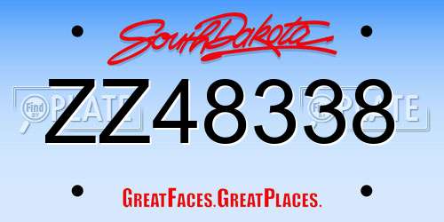 ZZ48338 South Dakota License Plate