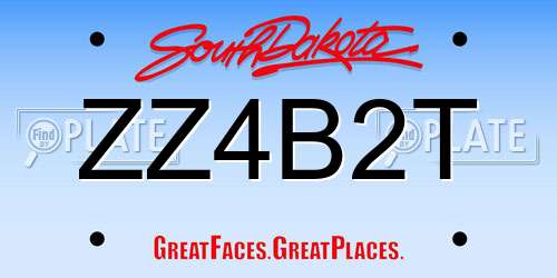ZZ4B2T South Dakota License Plate