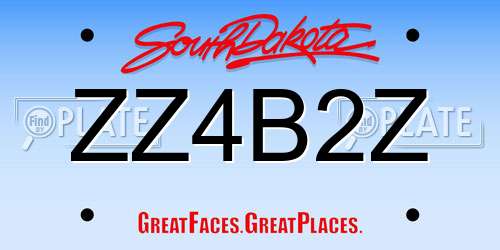 ZZ4B2Z South Dakota License Plate