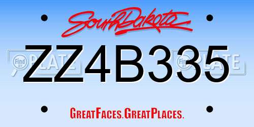 ZZ4B335 South Dakota License Plate