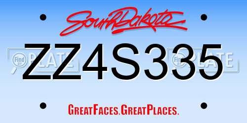 ZZ4S335 South Dakota License Plate