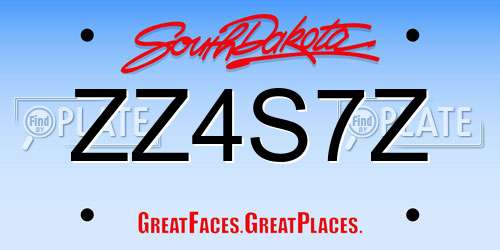 ZZ4S7Z South Dakota License Plate