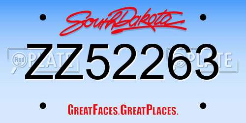 ZZ52263 South Dakota License Plate