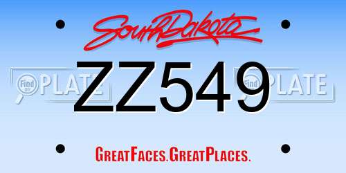 ZZ549 South Dakota License Plate