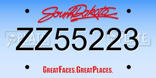 ZZ55223 South Dakota License Plate