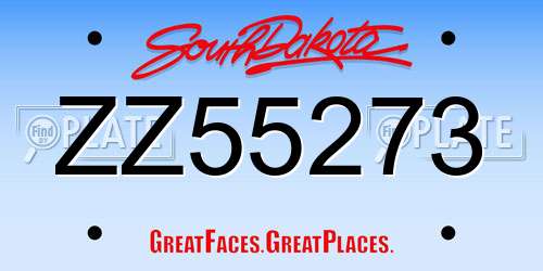 ZZ55273 South Dakota License Plate