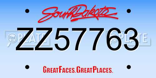 ZZ57763 South Dakota License Plate