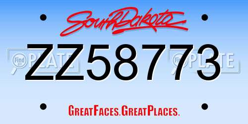 ZZ58773 South Dakota License Plate