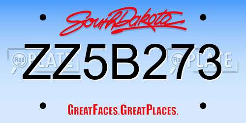 ZZ5B273 South Dakota License Plate