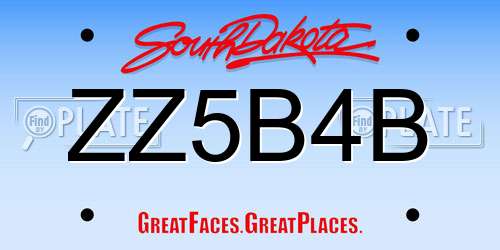 ZZ5B4B South Dakota License Plate