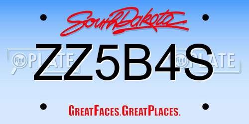 ZZ5B4S South Dakota License Plate