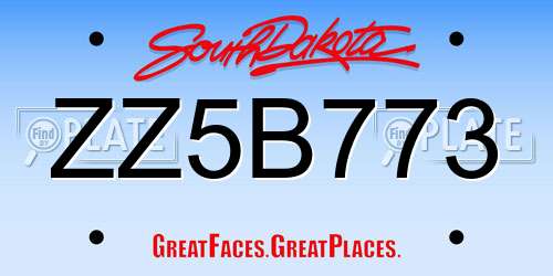 ZZ5B773 South Dakota License Plate