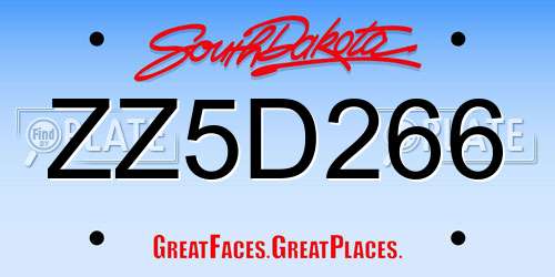 ZZ5D266 South Dakota License Plate