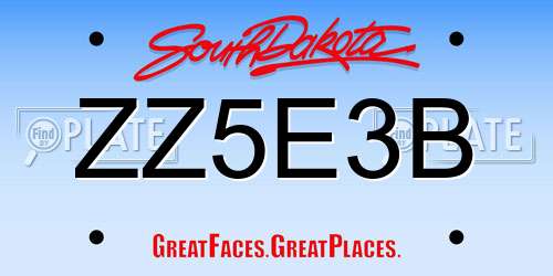 ZZ5E3B South Dakota License Plate