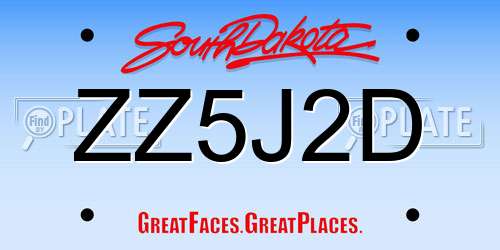 ZZ5J2D South Dakota License Plate