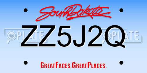 ZZ5J2Q South Dakota License Plate