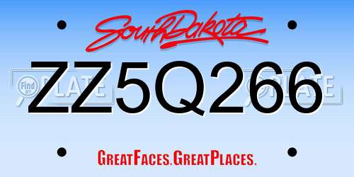 ZZ5Q266 South Dakota License Plate