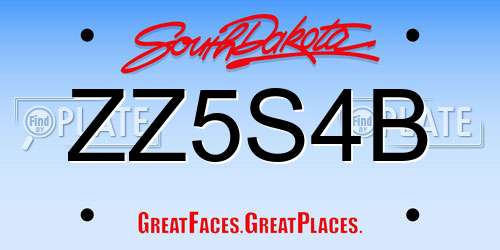 ZZ5S4B South Dakota License Plate