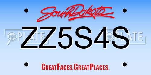 ZZ5S4S South Dakota License Plate