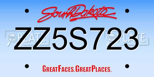 ZZ5S723 South Dakota License Plate