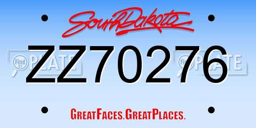 ZZ70276 South Dakota License Plate