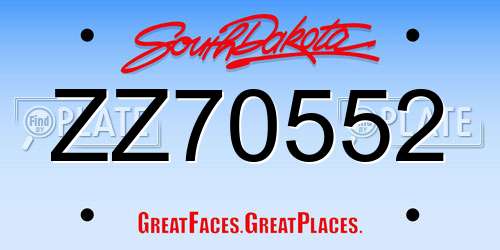 ZZ70552 South Dakota License Plate