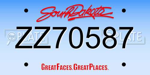 ZZ70587 South Dakota License Plate