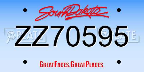 ZZ70595 South Dakota License Plate