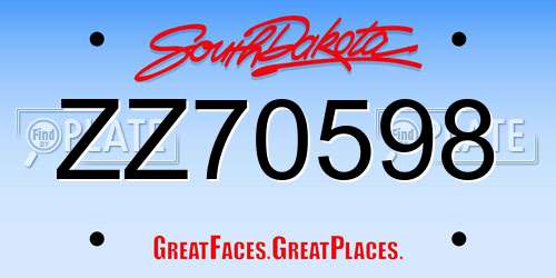 ZZ70598 South Dakota License Plate