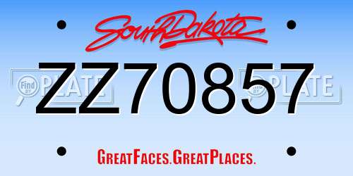 ZZ70857 South Dakota License Plate