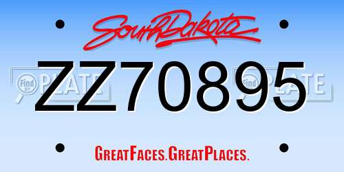ZZ70895 South Dakota License Plate