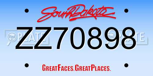 ZZ70898 South Dakota License Plate