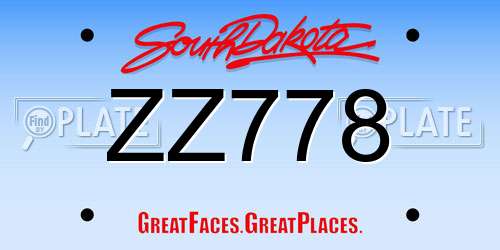 ZZ778 South Dakota License Plate