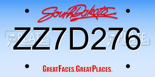 ZZ7D276 South Dakota License Plate