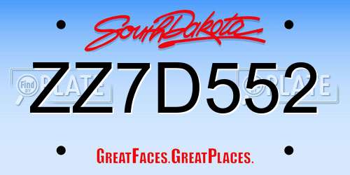 ZZ7D552 South Dakota License Plate