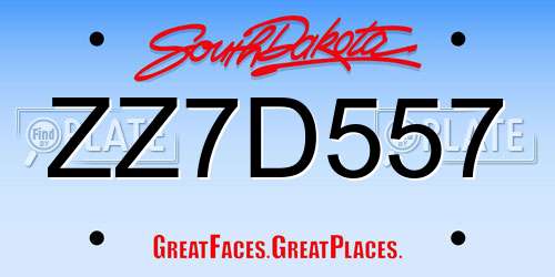 ZZ7D557 South Dakota License Plate