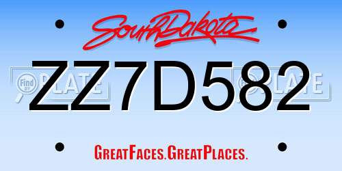 ZZ7D582 South Dakota License Plate