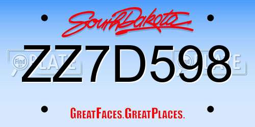ZZ7D598 South Dakota License Plate