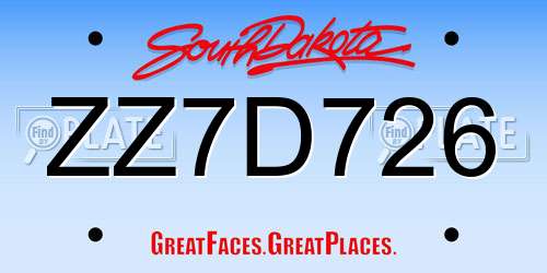 ZZ7D726 South Dakota License Plate