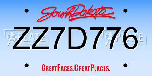 ZZ7D776 South Dakota License Plate