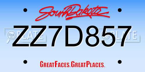 ZZ7D857 South Dakota License Plate