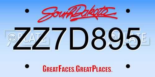 ZZ7D895 South Dakota License Plate