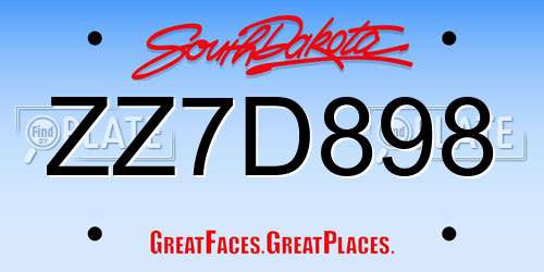 ZZ7D898 South Dakota License Plate