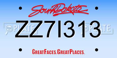ZZ7I313 South Dakota License Plate