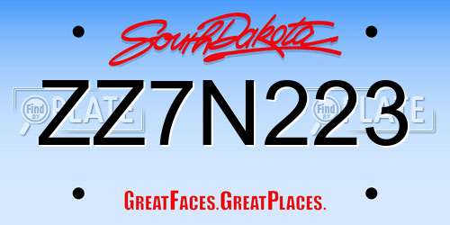 ZZ7N223 South Dakota License Plate