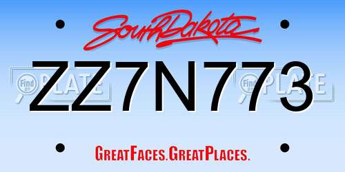 ZZ7N773 South Dakota License Plate