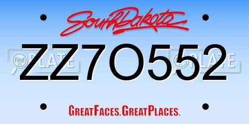 ZZ7O552 South Dakota License Plate